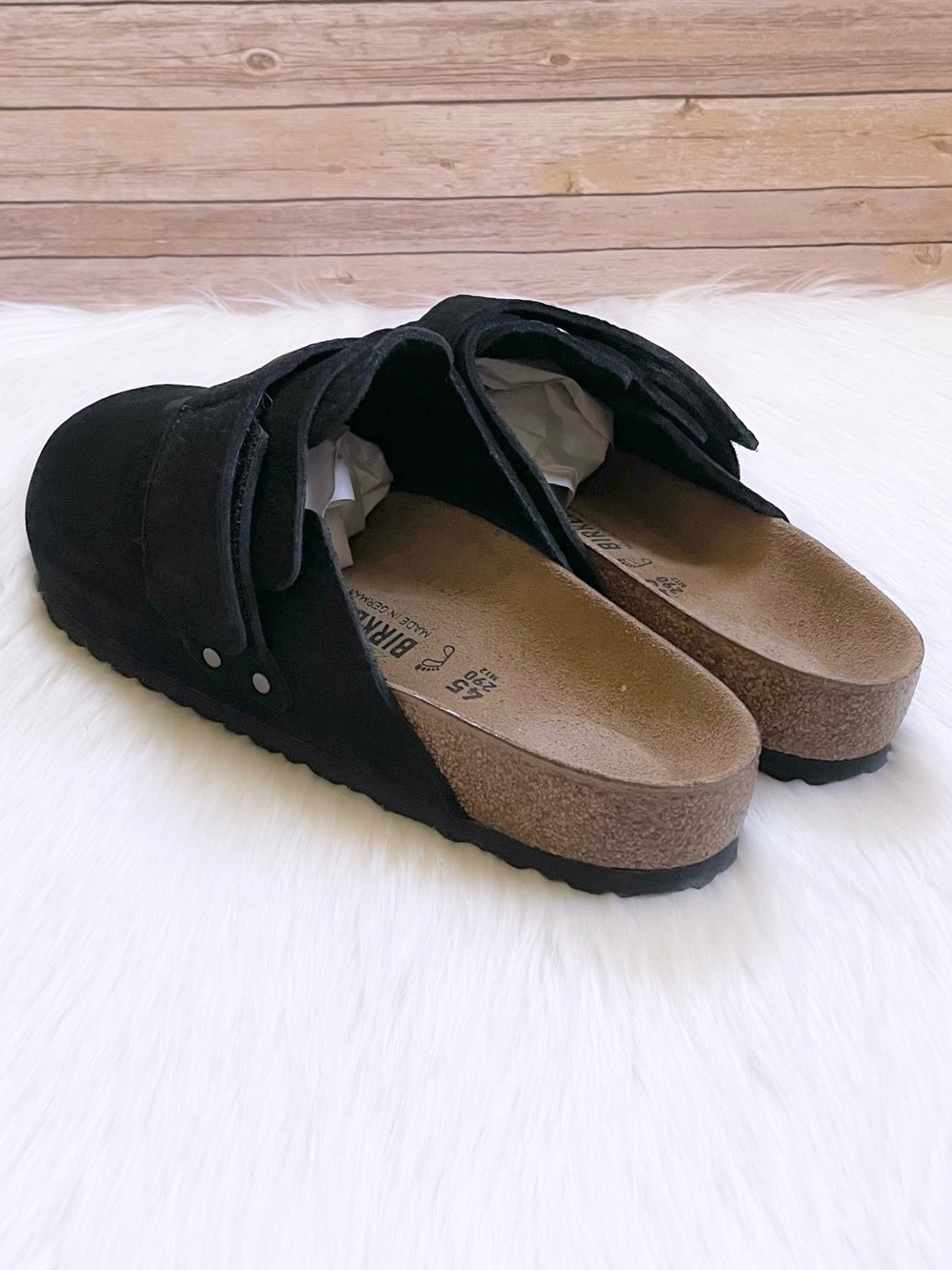 Birkenstock Men’s Nagoya Desert Buck Black Nubuck Leather Slip-On Clogs - Picture 2 of 11